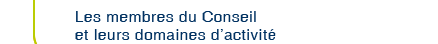 Les membres du Conseil et leurs domaines d'activité
